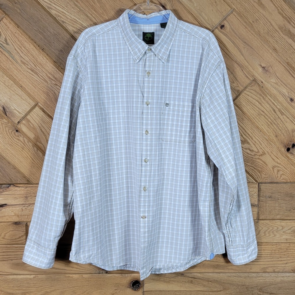 Timberland Mens Button Up Shirt Multicolor Plaid Cotton Long Sleeve Size XXL